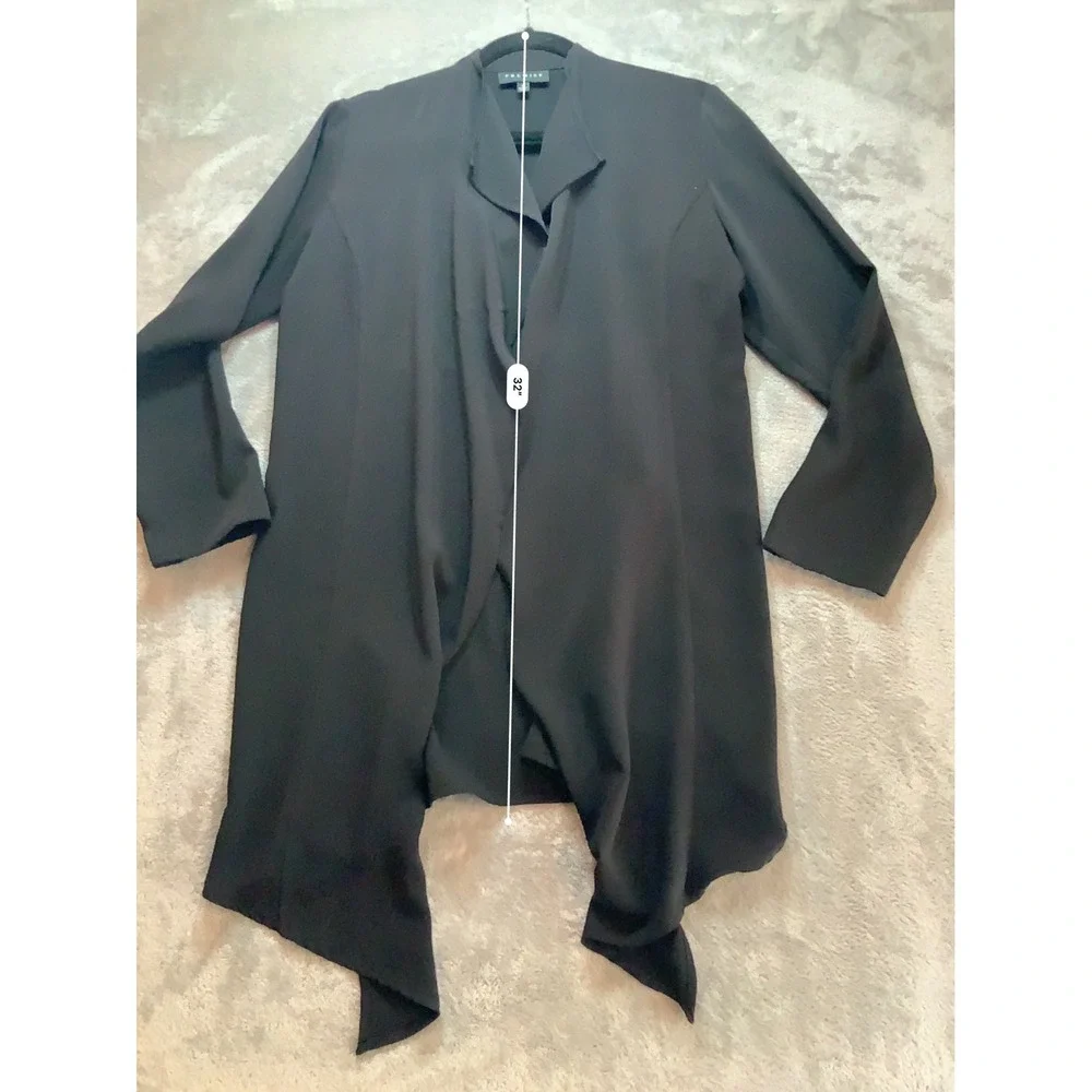 Premise Womens Black Open Front Waterfall Draped Cardigan Notched Collar Small - Picture 3 of 6